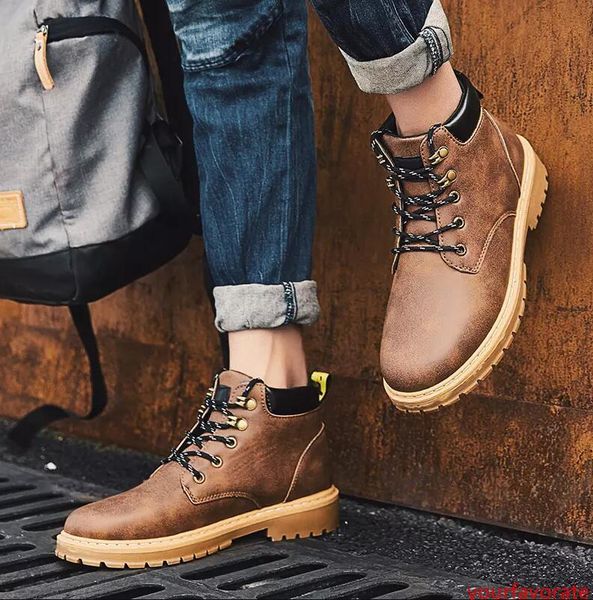 

2019 mens boots brown black хаки winter boots дизайнер кожа комфортно лодыжки мартин сапоги открытые спортивные туфли размер 40-44