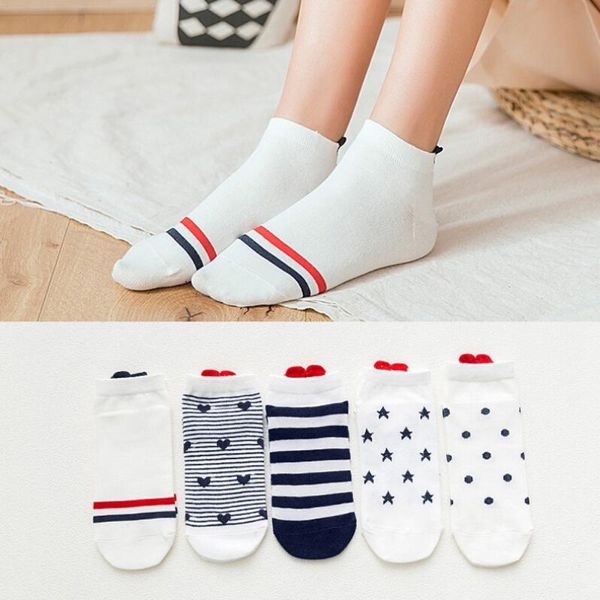 

harajuku heart-shaped cotton love socks women fashion comfortable short socks women's work skarpetki damskie calcetines mujer, Black;white