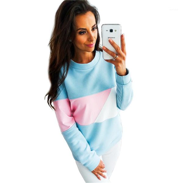 

colorful female apparel patchwork designer womens hoodies autumn long sleeve o neck ladies hoodies fashion, Black