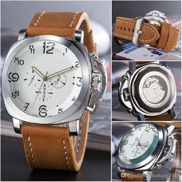 

big dial men's mechanical wrist watches transparent back structure design festival man casual leather sport wristwatches, Slivery;brown