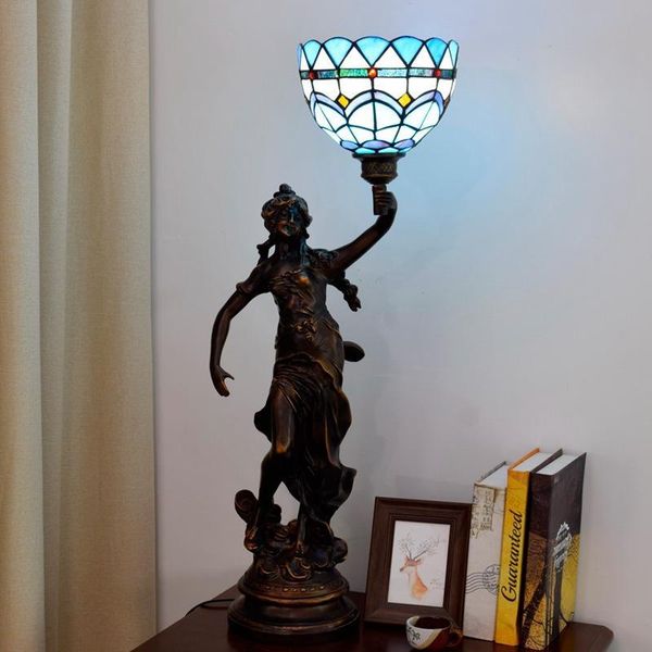 

heavy industry art modeling table lamp italian style stained glass lighting led lights dining room bedroom bedside lamp se