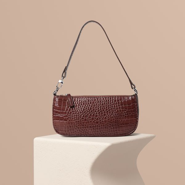 

2020 new baguette bag for women genuine leather retro crocodile pattern shoulder bag sac main femme