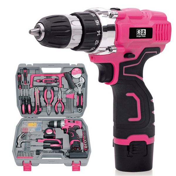 

electric screwdriver socket wrench knife hand tool set general household repair hand tool kit with plastic toolbox storage case