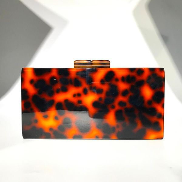 

female handbags casual evening bag leopard print geometric stitching color acrylic box party package hasp soft leather bags
