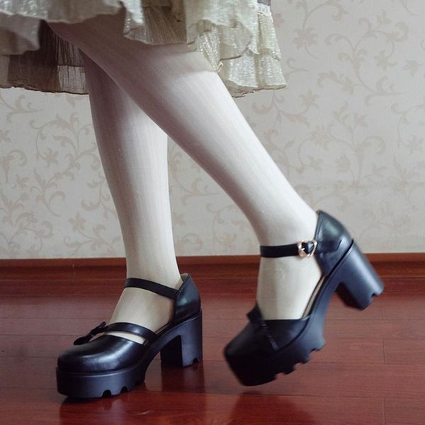

dress shoes kawaii lolita style vintage high heels sandals women summer thin platform black japanese student sweet casual 2021 34-40