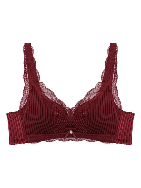 

red velvet wire-push-up bra deep v wheatland star, Red;black