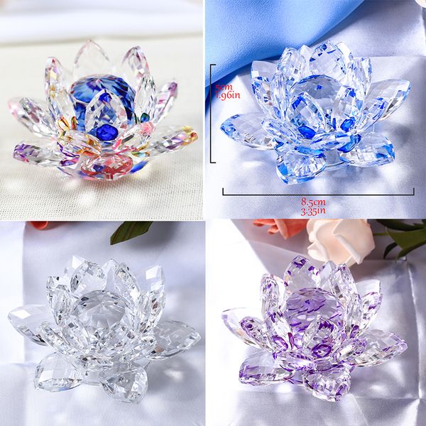 

8 colors can be chosen 85mm crystal lotus flower figurines miniatures luxury glass ornaments home decoration accessories