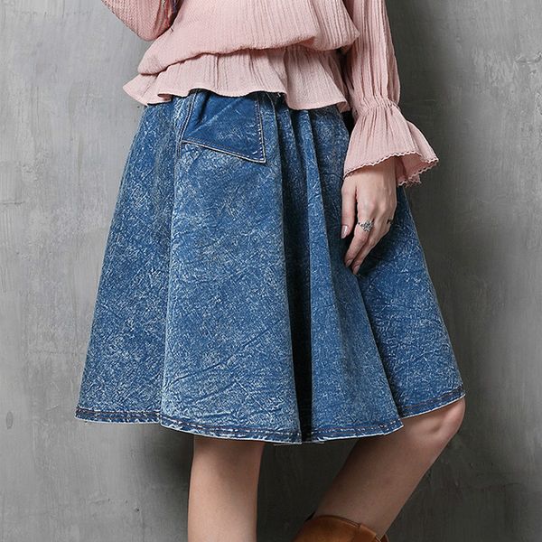 

johnature spring leisure retro fashion patchwork pockets denim skirt 2020 new loose comfortable all-match women korean skirts, Black