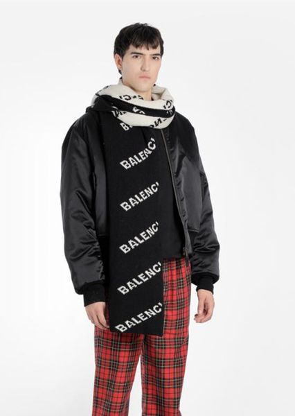 

Scarf autumn and winter europe pari how model black and white letter two color double ided tide brand carf, Black;white