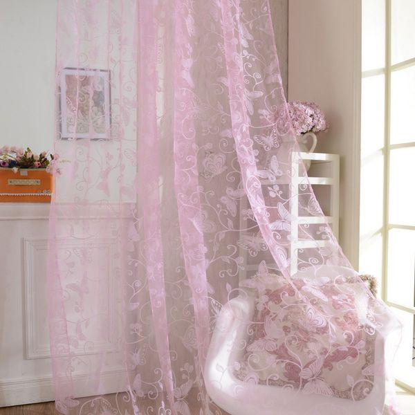 

filament curtains thread salon tulle curtains window curtain living room filament butterflies door rod pole style 95cm*200cm 16%