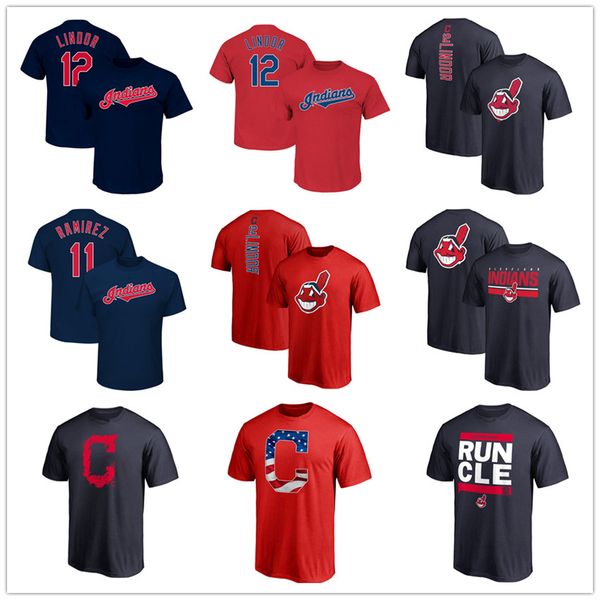 

baseball jersey francisco 12 lindor 11 ramirez cleveland mens designer t-shirts fans tees printed logos player name number, Black