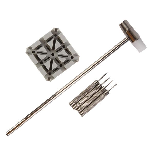 

6pcs watch band strap removal link pins holder punch hammer repair tool set tools