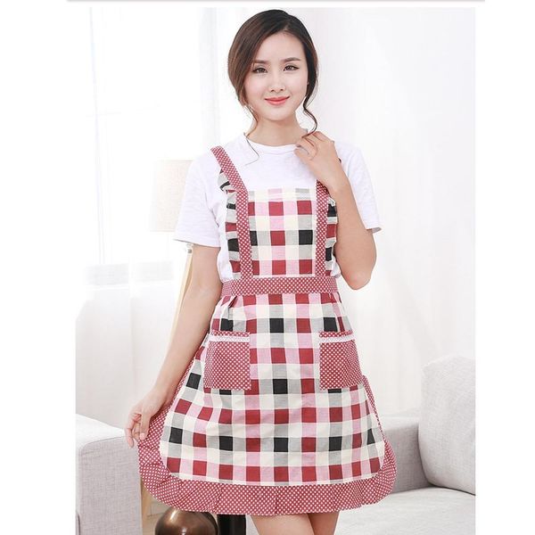 1PC Dame Restaurant Home Küche Schürze mit Tasche Pastoralen Koreanische Prinzessin Floral Doppel Schicht Dicke Wasserdichte Schürze