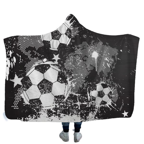 

cilected football hooded blanket child double thick napping shawl cloak baseball wearable sherpa blanket home decor