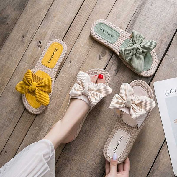 

shoes slippers flat summer woman slides butterfly-knot low fashion slipers women beach luxury 2020 rubber basic pu, Black