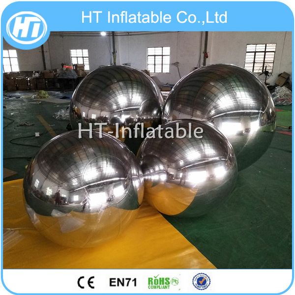 

floating 1m pvc silver chrome reflective inflatable mirror ball for easter large mirror balls for sale