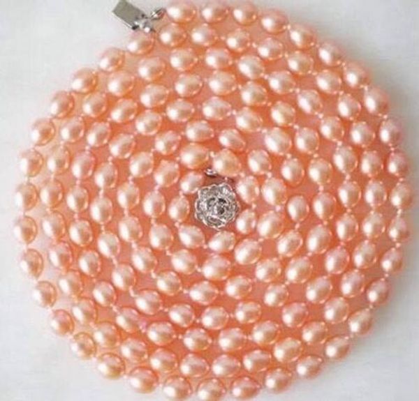 

beautiful 6-12mm pink freshwater cultured pearl necklace 32, Silver