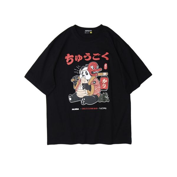 

summer mens designer t shirts fashion harajuku funny panda printed white black short sleeve streetwear cotton big size t63