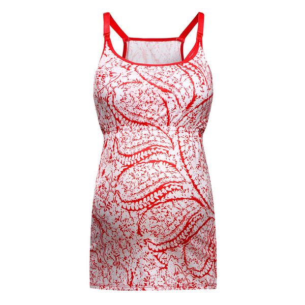 

women's maternity sleeveless floral print nursing baby vest clothes tee shirt femme enceinte maternity clothes#py40, White