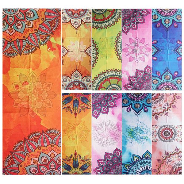 

microfiber non slip pilates yoga mat towel mandala series printing travel fitness gym blanket 185*65cm soft pad