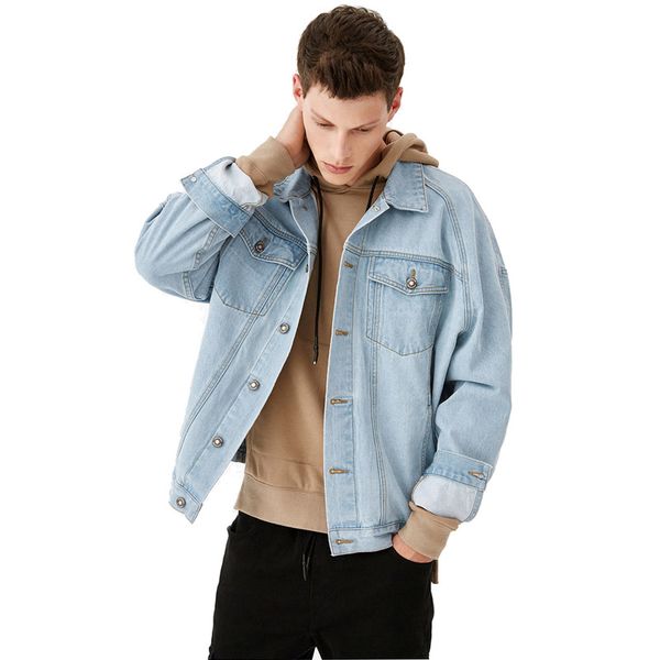 

tangnest 2018 new arrvial men spring denim jacket casual fashion jacket men all-matched classic asian size veste homme mwj2368, Black;brown
