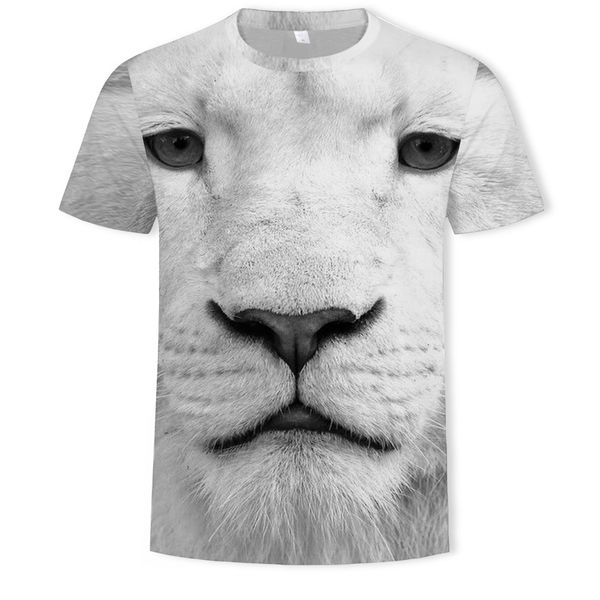 

menswhite lion 3d digital printing loose t-shirt short sleeve, White;black