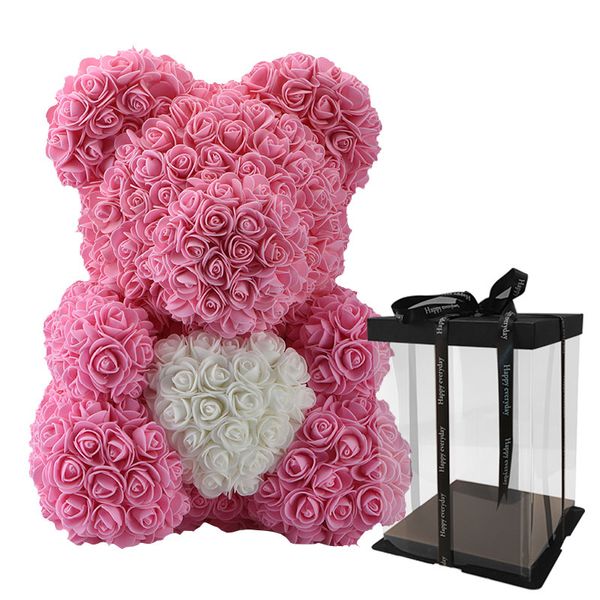 Vendita calda 40 cm Orso di rose Fiori artificiali per feste Decorazioni per la casa Festival di nozze Confezione regalo Ghirlanda San Valentino Artigianato