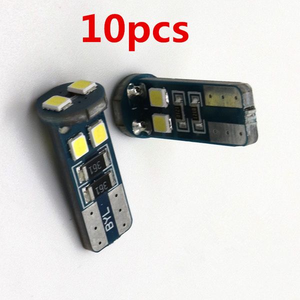 

10pcs car parking lights source auto reading dome lamps wedge tail side bulb white 12v t10 w5w 2835 6 smd 6smd chips led