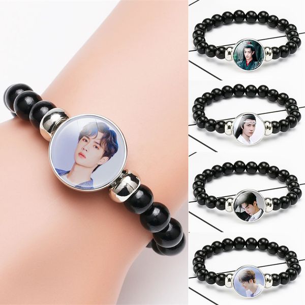 

xiao zhan wang yibo wei wuxian lan wangji glass gem handmade beaded bracelet chen qing ling the untamed fans collection gifts, Black