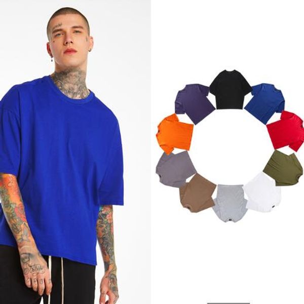 

men summer clothing 2019 fashion oversized chÃºnsÃ¨ 3/5000 solid color t-shirts 10 colors with half sleeve, White;black