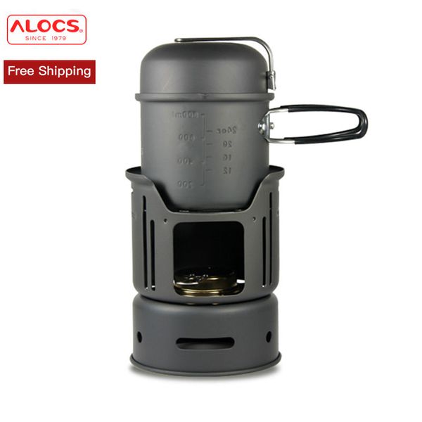 

alocs cw-c01 алюминиевый сплав открытый набор посуды 1-2 человек портативный 7шт кемпинг набор посуды для наружного пешего туризма пикник