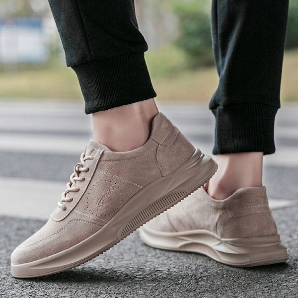 

2019 new trend men's casual shoes pigskin comfortable upper rubber non-slip wear sole men leather sneakers zapatos shoes zdrd, Black