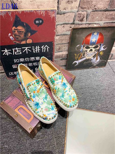 

a26 new christian luxury louboutin bottom red bottoms studded spikes brand cl mens casual shoes men women party lover sports sneakers, Black