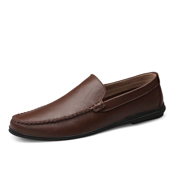 

men loafers slip on comfortable man fashion soft walking sneakers spring autumn brown black male driving footwear plus size