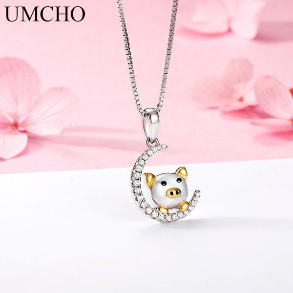 

umcho solid 925 sterling silver pig pendant necklace for women with chain chinese pig year jewelry valentine day gift for girl