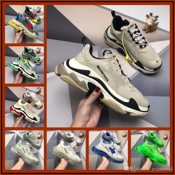 

paris 17fw triple-s sneakers fashion luxuries design shoes mens womens casual shoes leather patchwork outdoor sport boots size 36-44, Black