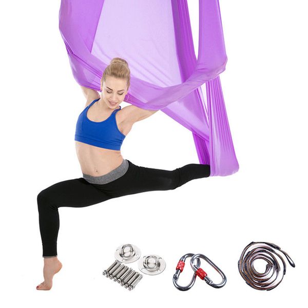 

aerial yoga swing set - yoga hammock/sling kit + extension straps & ebook - antigravity ceiling hanging yoga sling - inversion swing for beg