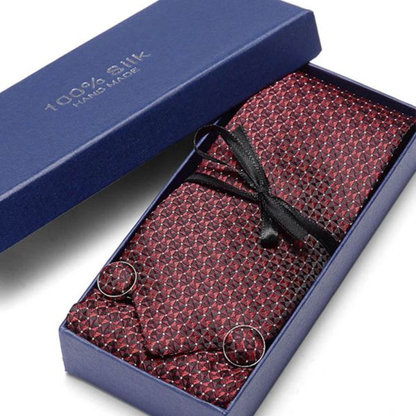 

новое прибытие 100% шелк жаккард галстуки для мужчин высокого качества brand design галстука запонки платком набор для свадебного банкета, Black;blue