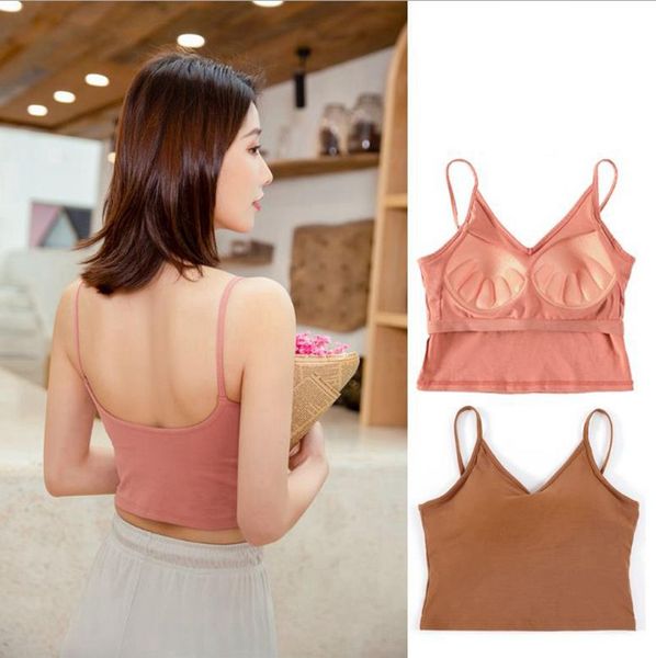 

sling strap shirts women push up bras big girls chest padded vest seamless tube bra underwear solid lingerie 5 colors dw5244