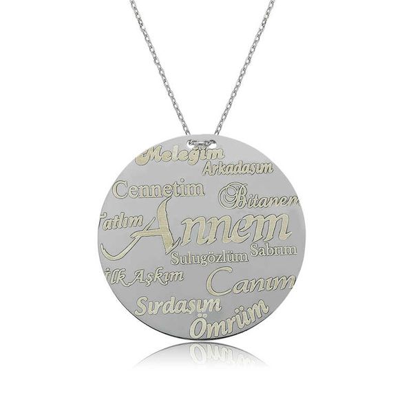 

925 sterling silver mom written plate women 's necklace