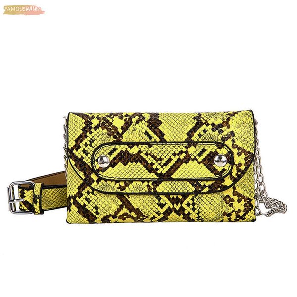 

summer new fashion womens outdoor color snake serpentine zipper messenger bag sports chest pockets hand bag square