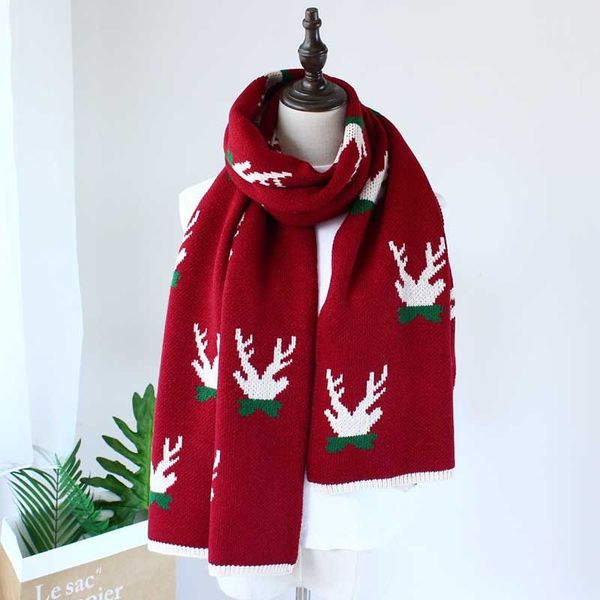 

новый шарф женская мода рождество праздничный зимний олень вышитые трикотажные пряжи теплый шарф снежинки высокое качество шарф женщин 2019, Blue;gray