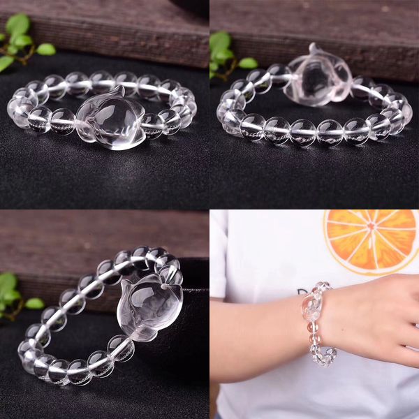 

7 natural a plain water crystal fox bracelet exquisite silver dollar fox woman fund bracelet beaded bracelets buddhist tasbih prayer, Black