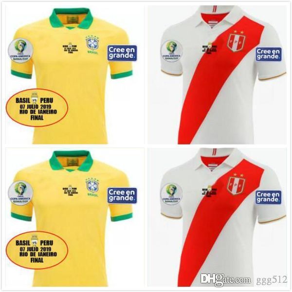 

copa america final 2019 brazil soccer jerseys home away 19 20 peru guerrero coutinho g.jesus camiseta de futbol r.augusto football shirts, Black;yellow