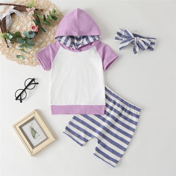 

fashion cute infant newborn baby girl clothes hooded sweatshirt striped pants 2pcs outfit cotton newborn baby boy tracksuit set, White