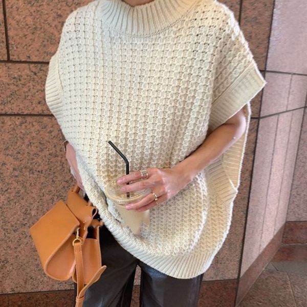 

женские трикотажные жилет o шеи рукава сыпучего пуловер solid color lady трикотаж свитер пуловер, Black;white