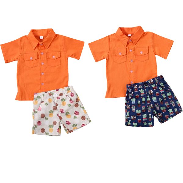 

1-6y summer infant детские мальчики одежда наборы твердотопливные с коротким рукавом футболки топы + печать шорты 2pcs, White