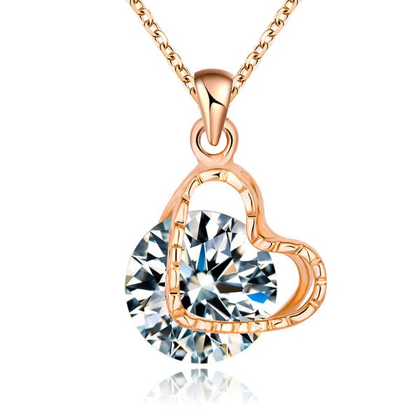 

женщины ожерелье роскошные дизайнерские ювелирные изделия, сделанные медь материал с цирконами украшения сердце подвеска для подарка jsxl103, Silver