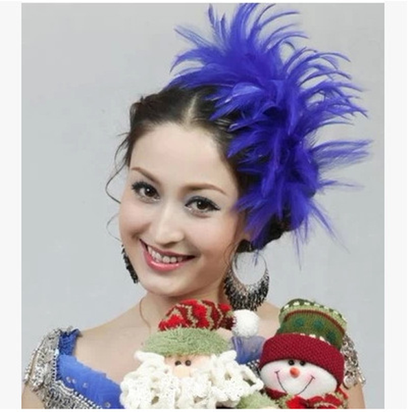 

new fashion women party wedding flower feather head hair clip barrette hat bride headband belly dance latin dance hairpin headdress