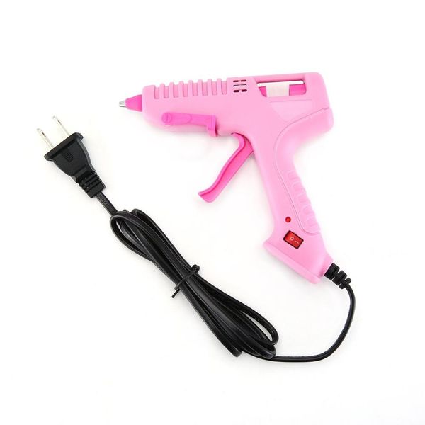 

rj801 30w melt glue gun with glue stick for diy handwork toy repair tools electric heat temperature guns pink us type